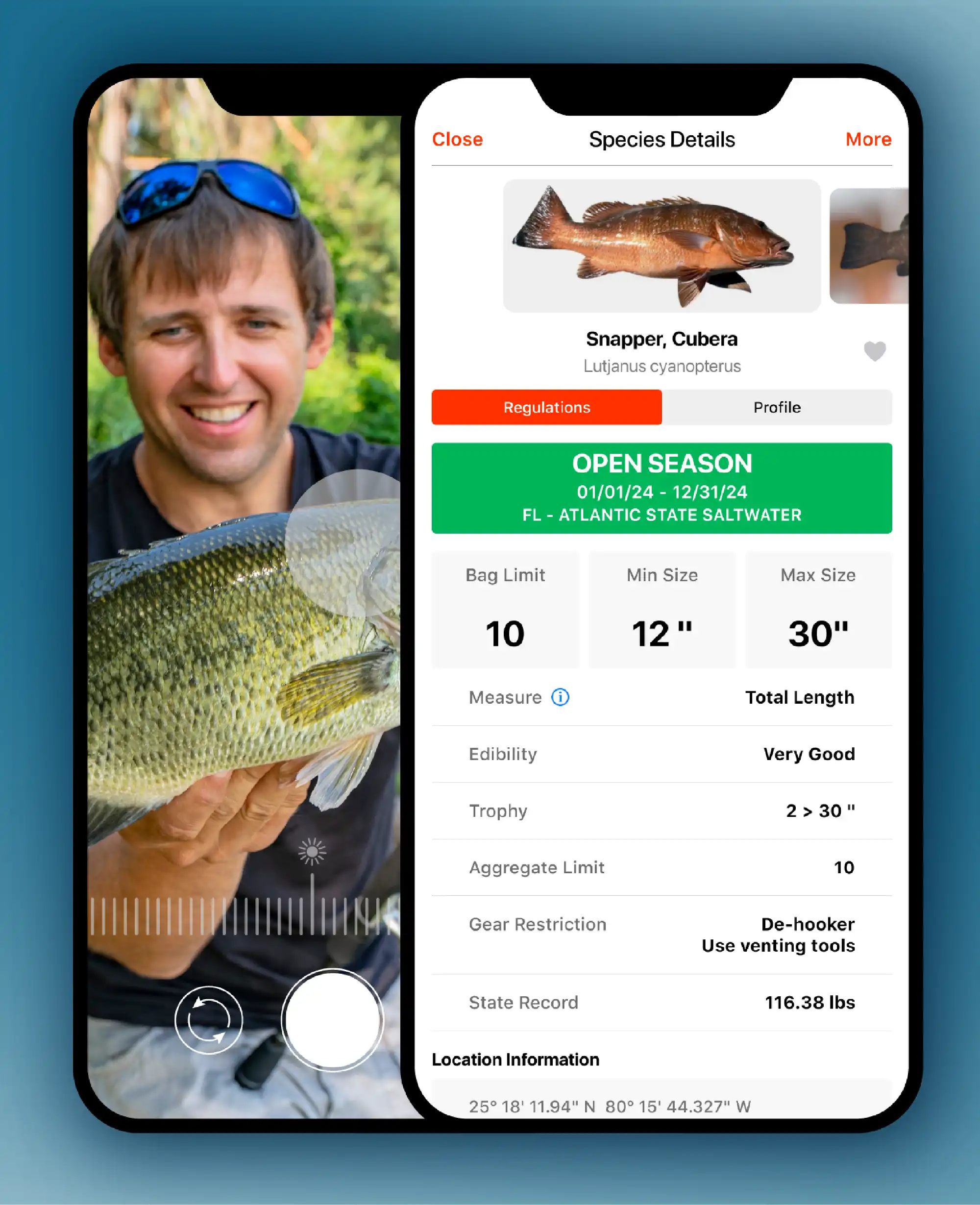 UI of Fish Identifier App Fish identifier App in action