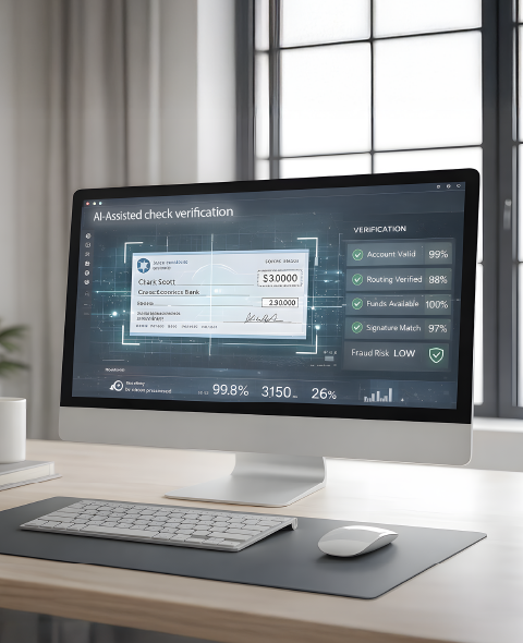 Verifying bank checks using an AI-driven system